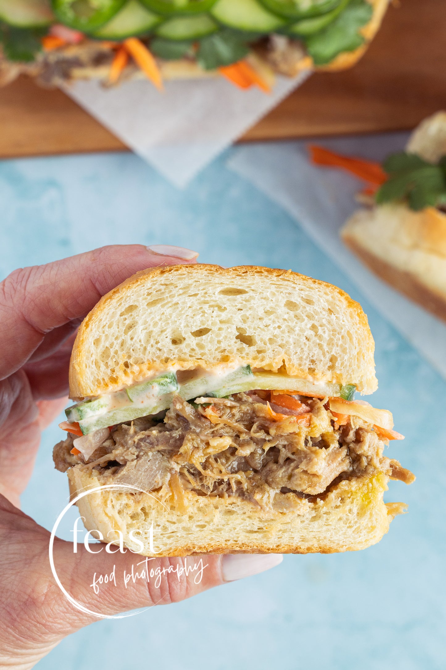 Slow Cooker Pork Bánh Mì Sandwich with Pickled Vegetables